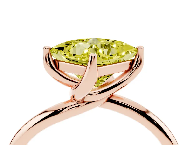 Princess Cut Bypass Solitaire Engagement Ring Setting for a Fancy Yellow Lab-Grown Diamond | Plain Band | Rose Gold