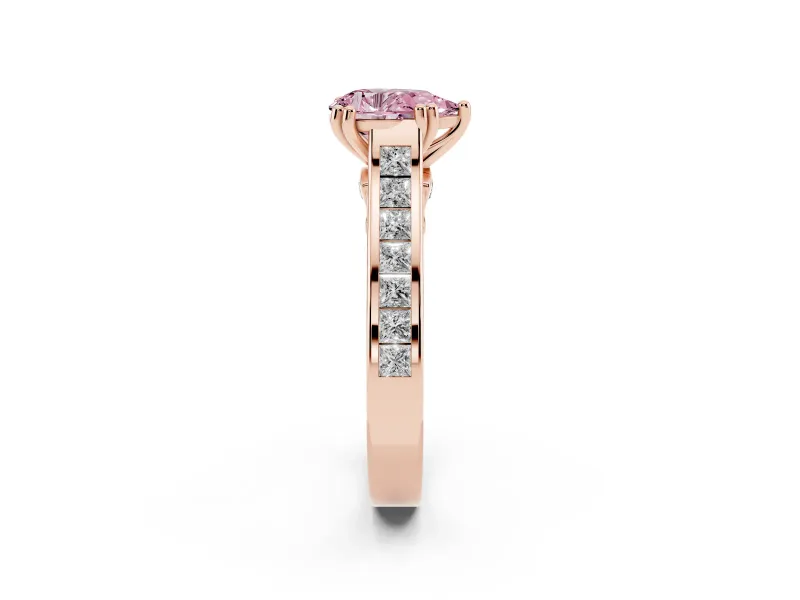 Pear-Shaped Channel Engagement Ring Setting for a Fancy Pink Lab-Grown Diamond | Rose Gold - Design NV-24671