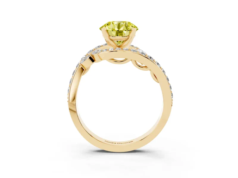 Round Bypass Engagement Ring Setting for a Fancy Yellow Lab-Grown Diamond | Yellow Gold