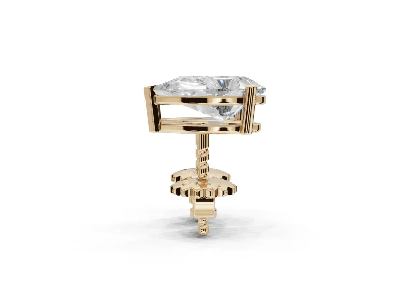 Heart-Shaped Lab-Grown Diamond Solitaire Basket Stud Earrings | Open Gallery | Yellow Gold