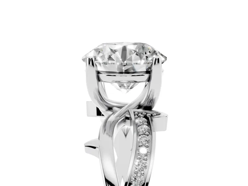 Round Twisted Pavé Engagement Ring Setting | Pavé and Plain Strands | Platinum