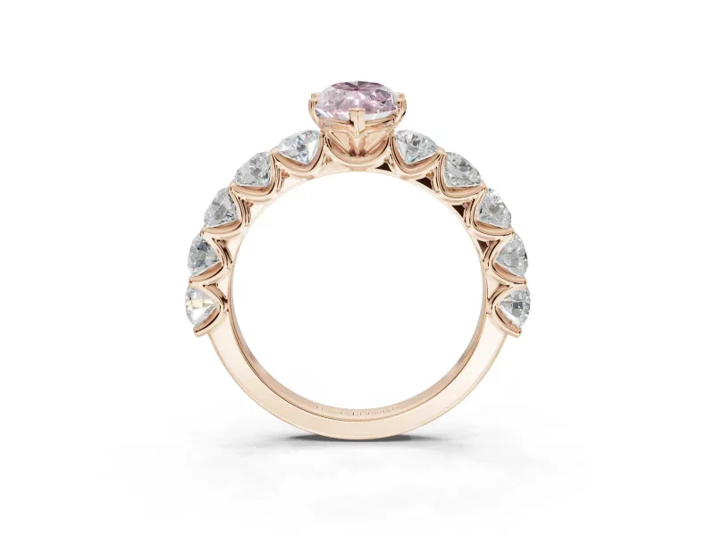 Marquise Side Stone Engagement Ring Setting for a Fancy Pink Lab-Grown Diamond | Scalloped Prong Accents | Rose Gold