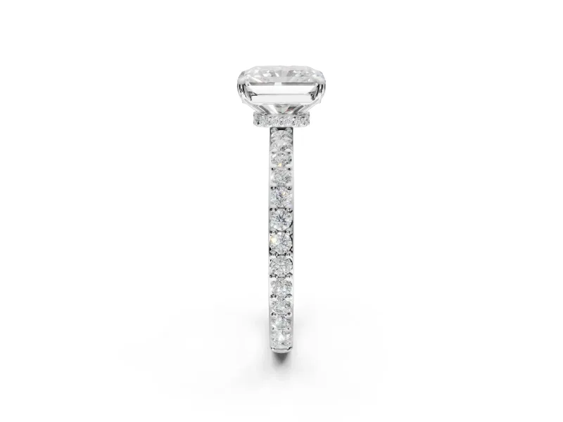 Radiant Cut Hidden Halo Engagement Ring Setting | Platinum