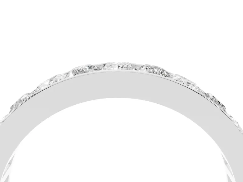 Princess Cut and Round Lab-Grown Diamond Channel Set Promise Ring | Alternating Row | Platinum