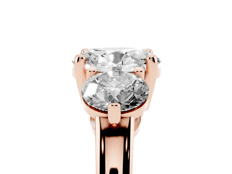Oval Three Stone Engagement Ring Setting | Open Prong Baskets | Rose Gold