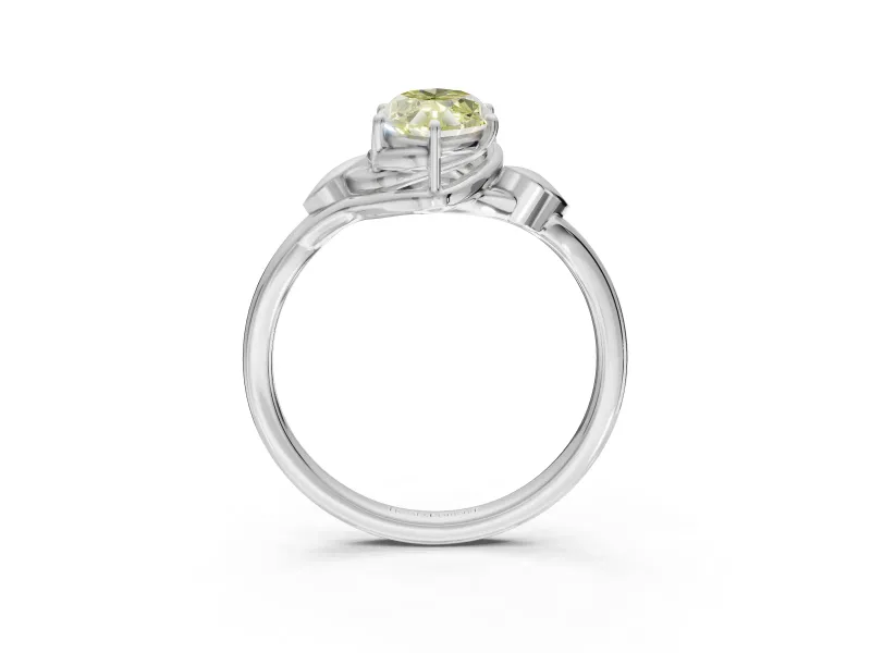 Marquise Leaf Bypass Solitaire Engagement Ring Setting for a Fancy Yellow Lab-Grown Diamond | Sterling Silver