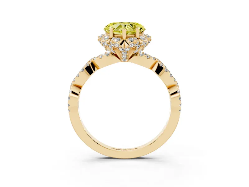 Heart-Shaped Halo Engagement Ring Setting for a Fancy Yellow Lab-Grown Diamond | Yellow Gold - Design NV-24725