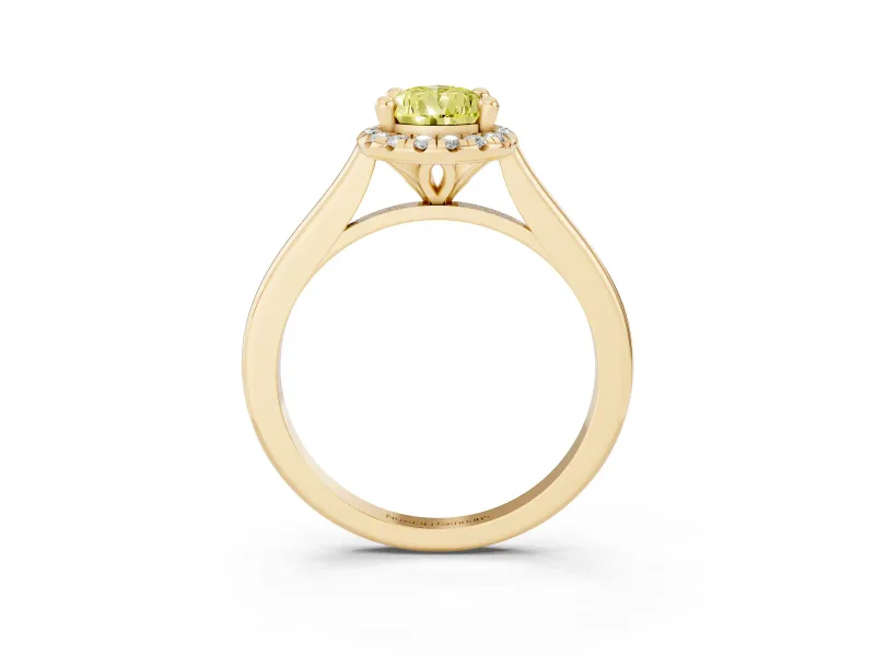 Pear-Shaped Halo Engagement Ring Setting for a Fancy Yellow Lab-Grown Diamond | Plain Polished Band | Yellow Gold