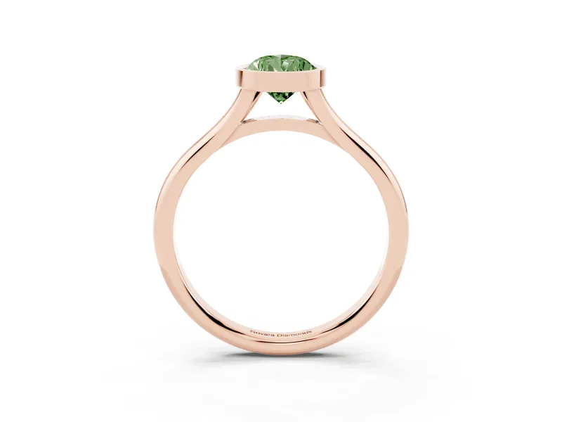 Pear-Shaped Bezel Engagement Ring Setting for a Fancy Green Lab-Grown Diamond | Rose Gold