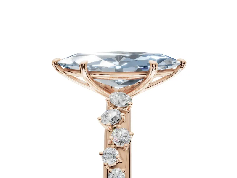 Marquise Graduated Solitaire Engagement Ring Setting for a Fancy Blue Lab-Grown Diamond | Rose Gold