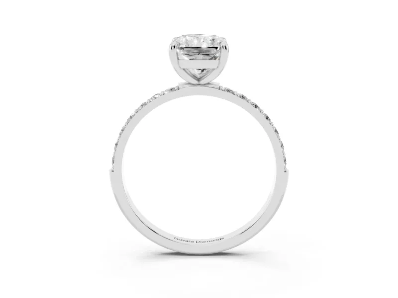 6 Carat Radiant Cut Lab-Grown Diamond Solitaire Engagement Ring | Pavé Shoulders | Platinum