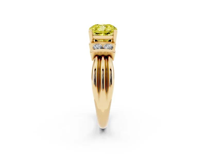 Cushion Cut Bar-Set Engagement Ring Setting for a Fancy Yellow Lab-Grown Diamond | Yellow Gold