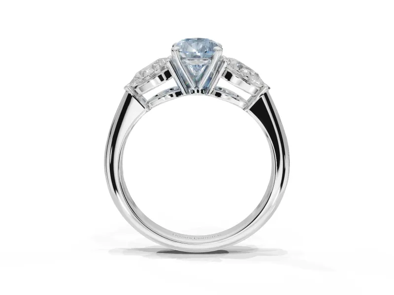 Pear-Shaped 3-Stone Engagement Ring Setting for a Fancy Blue Lab-Grown Diamond | Sterling Silver