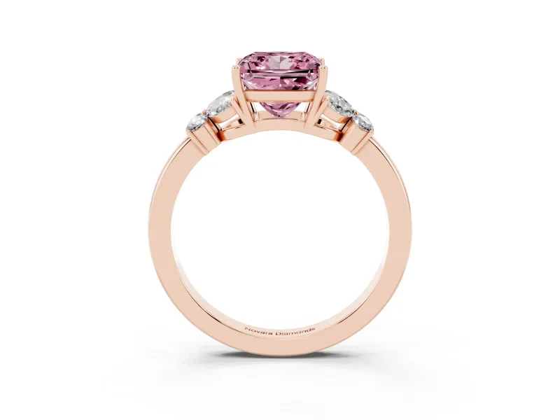 Princess Cut Petal Engagement Ring Setting for a Fancy Pink Lab-Grown Diamond | Rose Gold