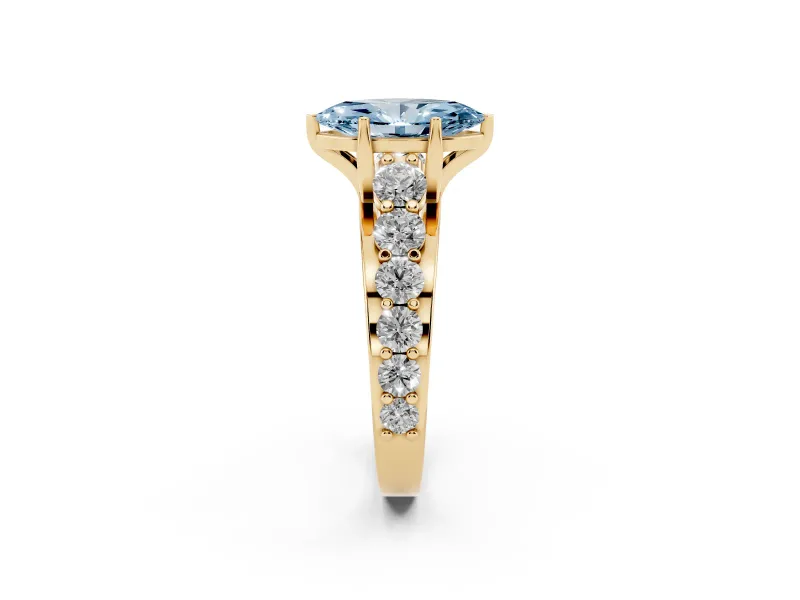 Marquise Graduated Engagement Ring Setting for a Fancy Blue Lab-Grown Diamond | Yellow Gold
