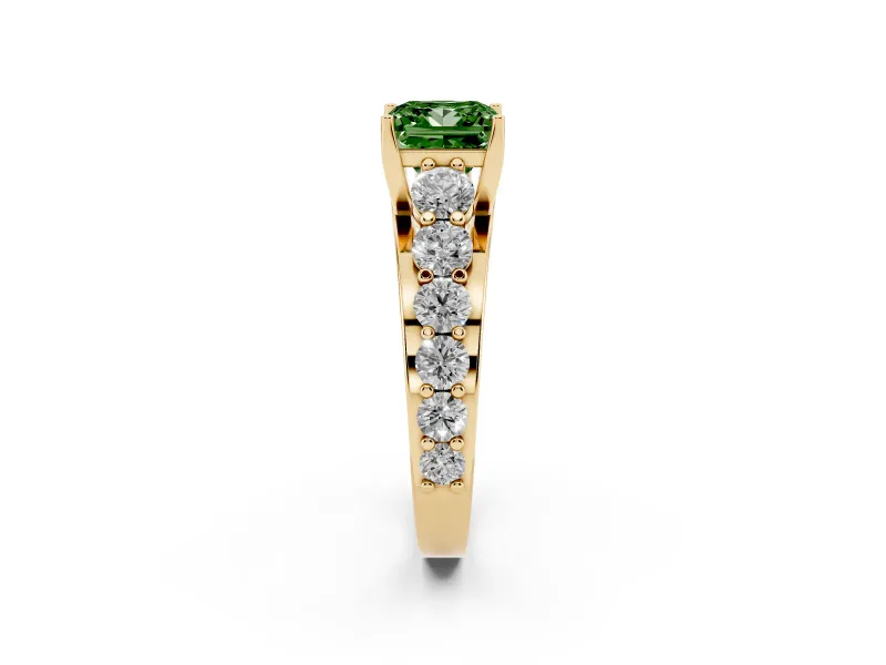 Princess Cut Engagement Ring Setting for a Fancy Green Lab-Grown Diamond | Yellow Gold - Design NV-24645