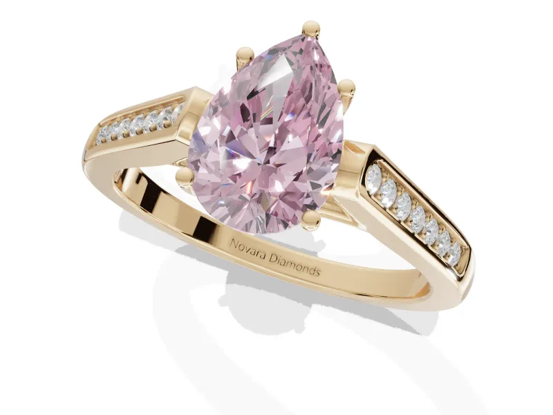 Pear-Shaped Engagement Ring Setting for a Fancy Pink Lab-Grown Diamond | Yellow Gold - Design NV-24597