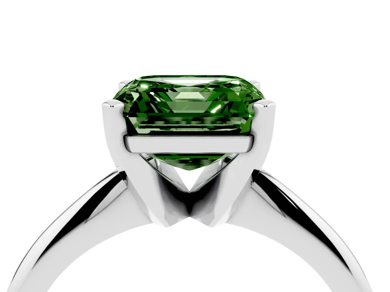 Asscher Cut Engagement Ring Setting for a Fancy Green Lab-Grown Diamond | White Gold