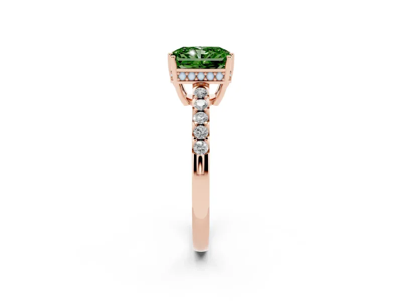 Radiant Cut Engagement Ring Setting for a Fancy Green Lab-Grown Diamond | Rose Gold - Design NV-24649