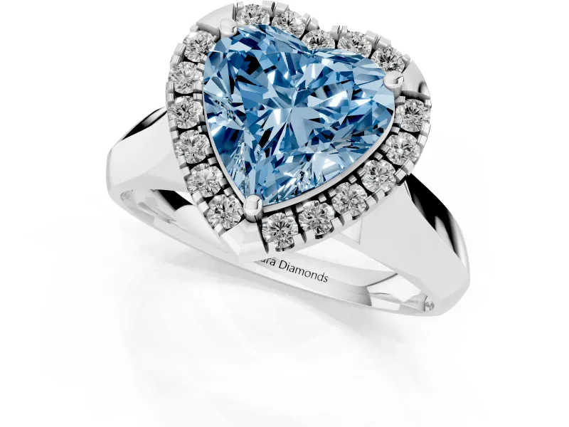 Heart-Shaped Halo Engagement Ring Setting for a Fancy Blue Lab-Grown Diamond | Square Profile Band | White Gold
