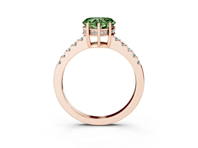 Heart-Shaped Engagement Ring Setting for a Fancy Green Lab-Grown Diamond | Rose Gold - Design NV-24649