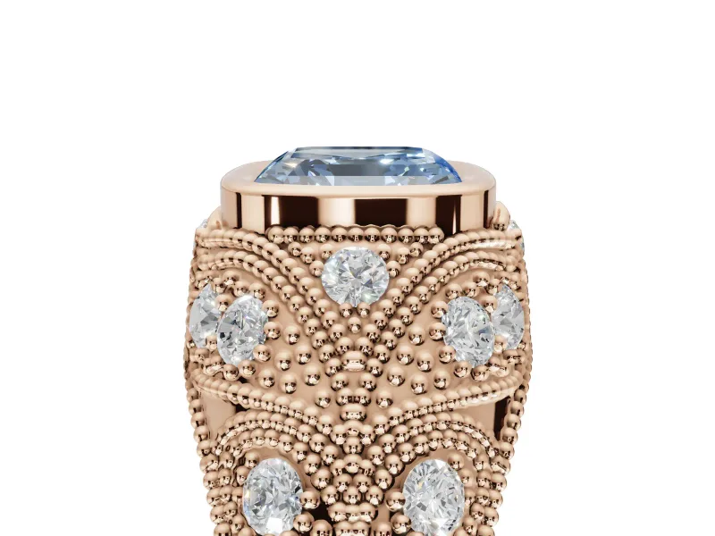 Asscher Cut Vintage Bezel Engagement Ring Setting for a Fancy Blue Lab-Grown Diamond | Rose Gold