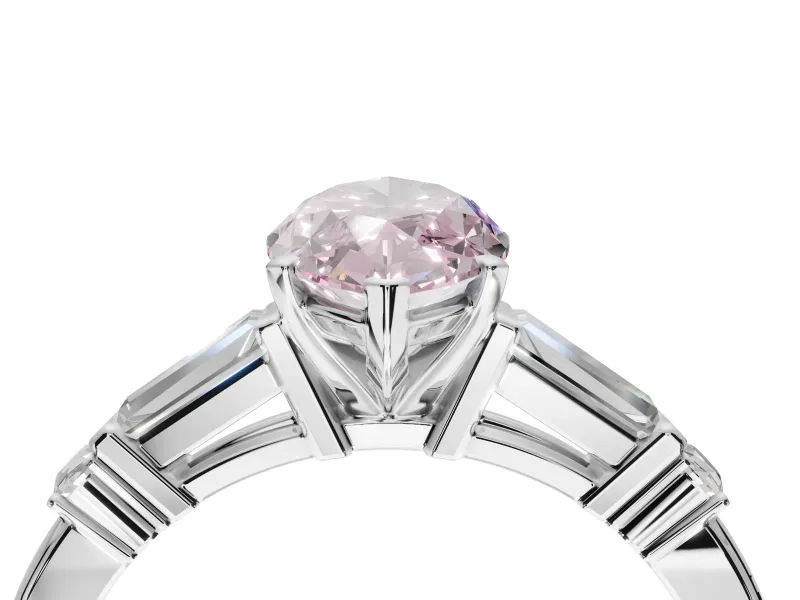Marquise Tapered Baguette Engagement Ring Setting for a Fancy Pink Lab-Grown Diamond | Platinum
