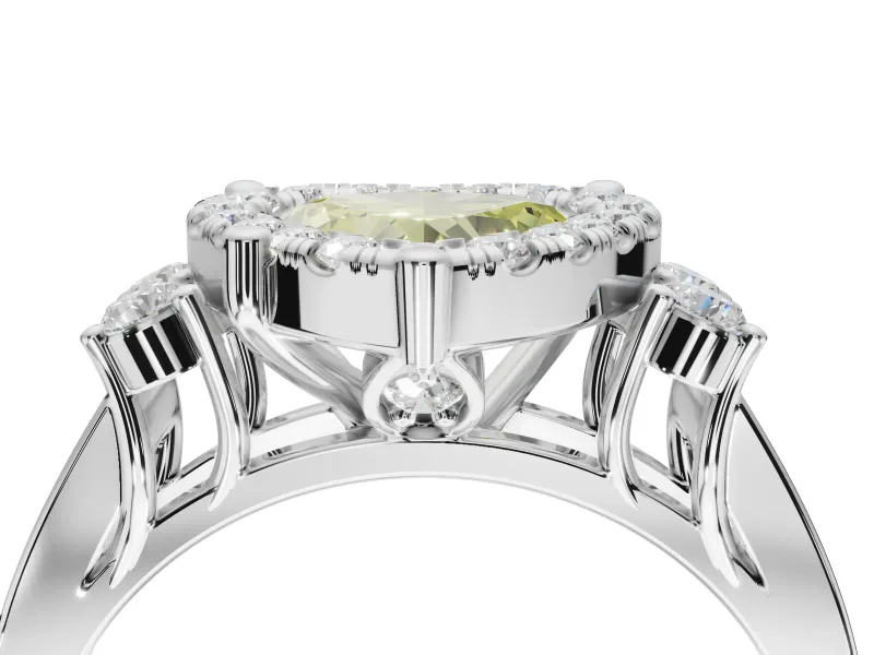 Heart-Shaped Halo Engagement Ring Setting for a Fancy Yellow Lab-Grown Diamond | Graduated Channel Band | White Gold