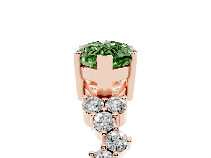 Marquise Scattered Accent Engagement Ring Setting for a Fancy Green Lab-Grown Diamond | Rose Gold
