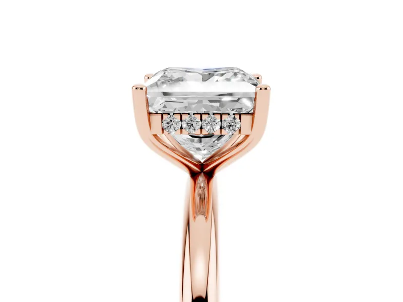 Princess Cut Diamond Solitaire Engagement Ring Set in Rose gold with Prong Setting and Polished Band