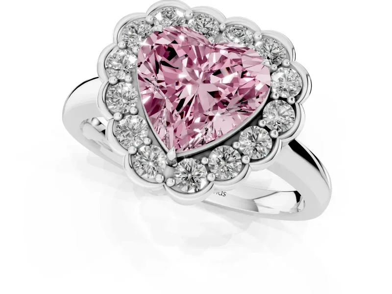 Heart-Shaped Halo Engagement Ring Setting for a Fancy Pink Lab-Grown Diamond | Sterling Silver - Design NV-24719