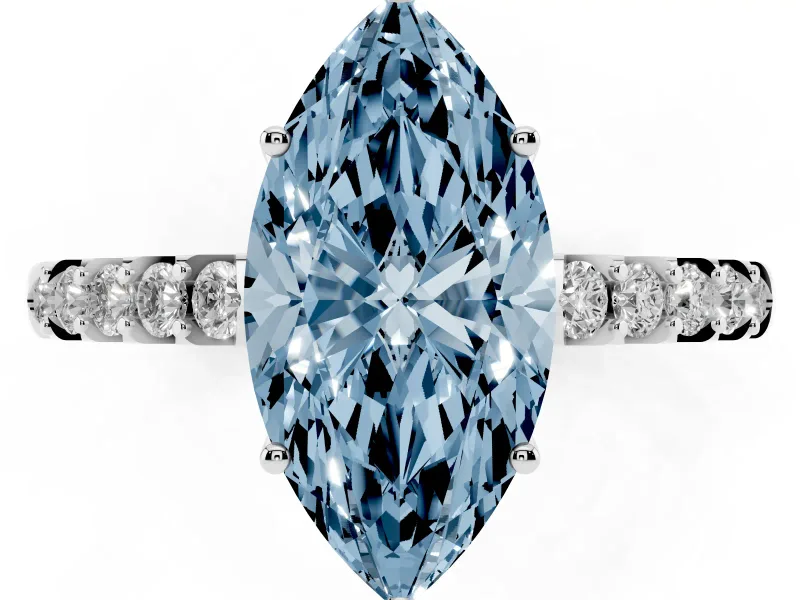 Marquise Engagement Ring Setting for a Fancy Blue Lab-Grown Diamond | Sterling Silver - Design NV-24649