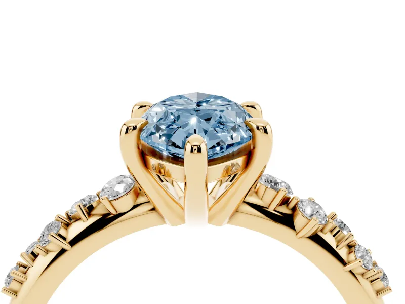 Marquise Graduated Accent Engagement Ring Setting for a Fancy Blue Lab-Grown Diamond | Yellow Gold