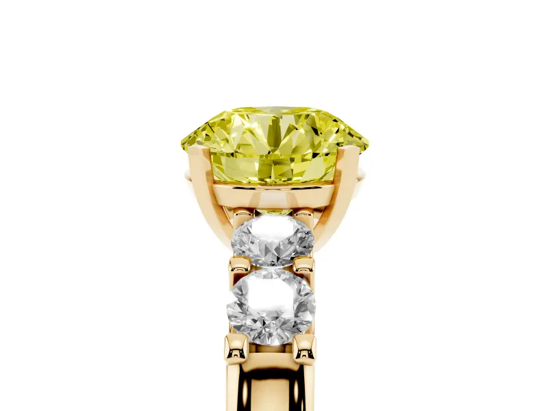 Round Five Stone Engagement Ring Setting for a Fancy Yellow Lab-Grown Diamond | Yellow Gold