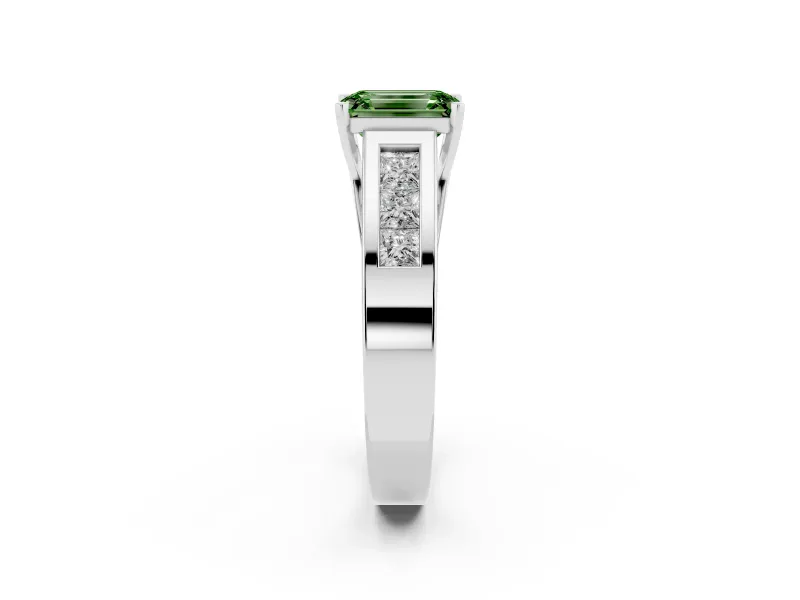 Emerald Cut Channel-Set Engagement Ring Setting for a Fancy Green Lab-Grown Diamond | Platinum