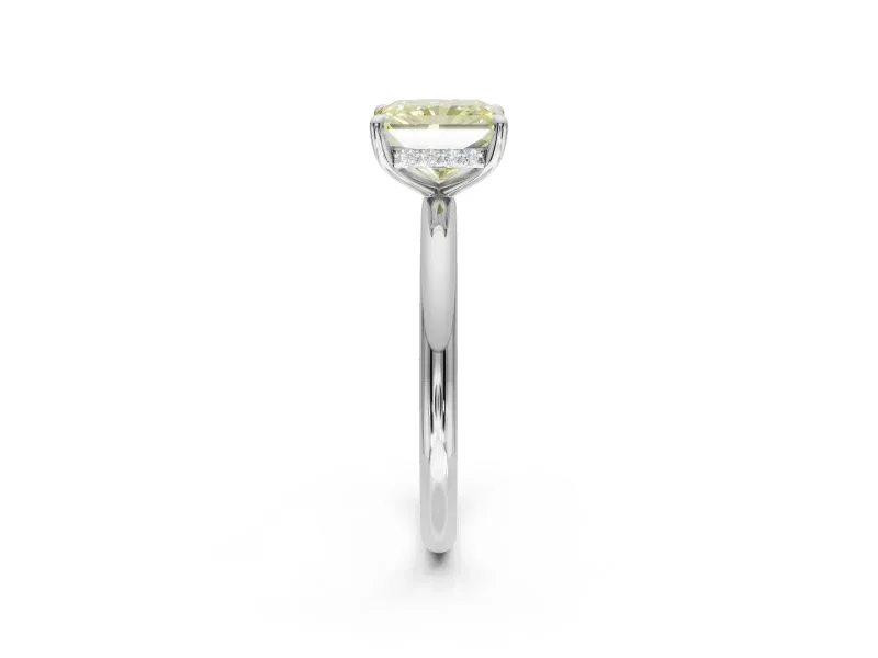 Radiant Cut Hidden Halo Ring Setting for a Fancy Yellow Lab-Grown Diamond | White Gold