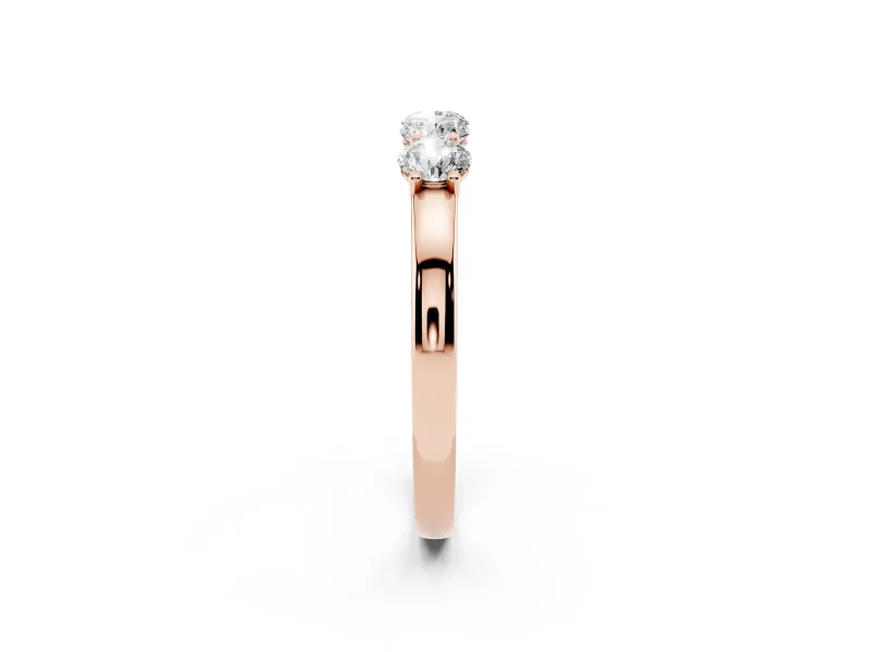 Round Lab-Grown Diamond Four Stone Wedding Band | Raised Prong Baskets | Rose Gold