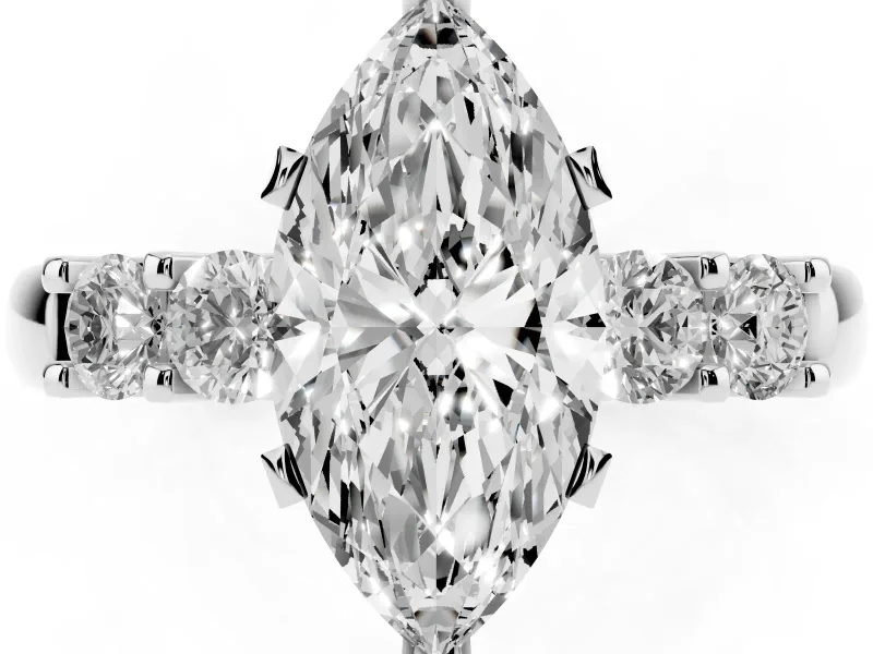 Marquise Five Stone Engagement Ring Setting | Prong-Set Side Stones | Platinum