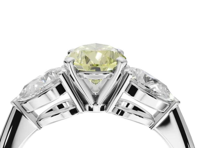Pear-Shaped 3-Stone Engagement Ring Setting for a Fancy Yellow Lab-Grown Diamond | Platinum