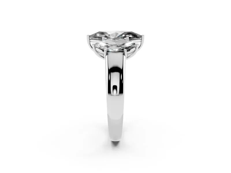 Marquise Three Stone Engagement Ring Setting for a Black Center | Sterling Silver
