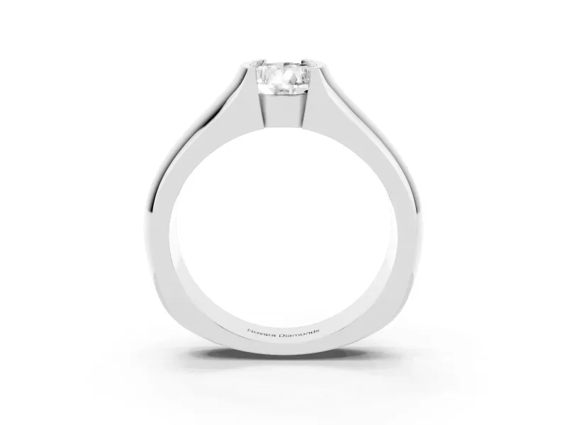 Pear-Shaped Half Bezel Solitaire Engagement Ring Setting | Wide Band | White Gold