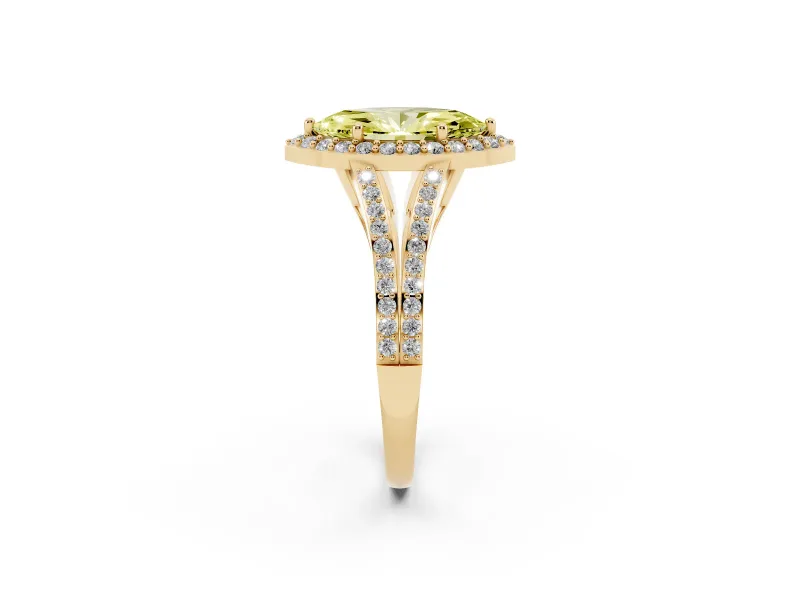 Marquise Split Shank Halo Engagement Ring Setting for a Fancy Yellow Lab-Grown Diamond | Yellow Gold