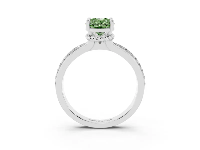 Oval Channel Engagement Ring Setting for a Fancy Green Lab-Grown Diamond | Platinum