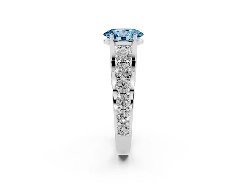 Oval Graduated Engagement Ring Setting for a Fancy Blue Lab-Grown Diamond | White Gold