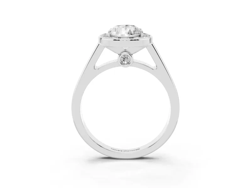 Pear-Shaped Halo Engagement Ring Setting | Polished Outer Rim | White Gold