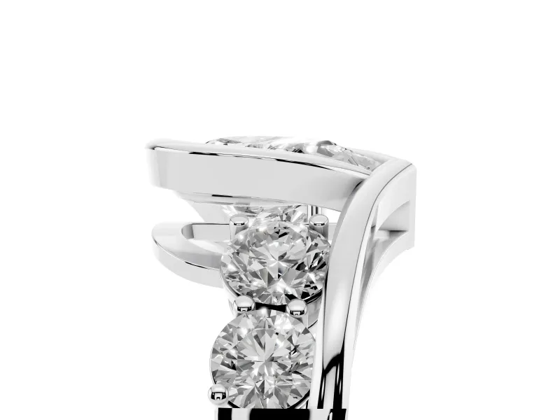 Pear-Shaped Bezel Bypass Engagement Ring Setting | Round Side Stones | Platinum