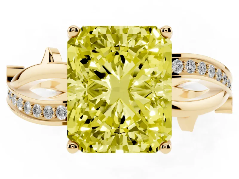 Radiant Cut Twisted Engagement Ring Setting for a Fancy Yellow Lab-Grown Diamond | Yellow Gold - Design NV-24635
