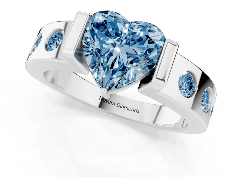 Heart-Shaped Tension Style Engagement Ring Setting for a Fancy Blue Lab-Grown Diamond | Platinum