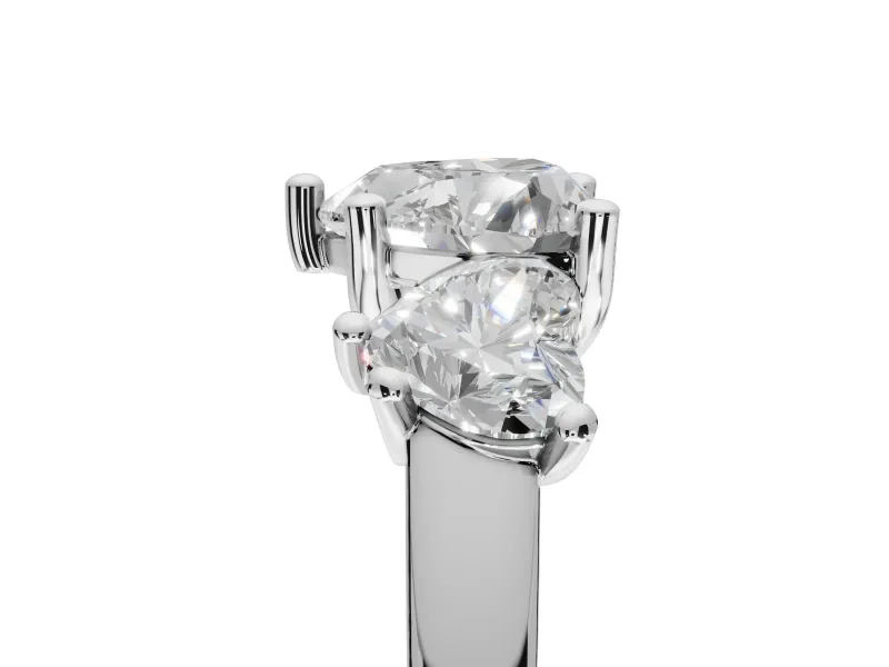 Heart-Shaped Three Stone Engagement Ring Setting | Wide Tapered Shoulders | Platinum