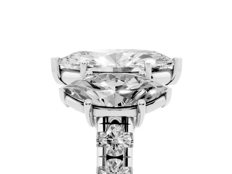 Marquise Three Stone Engagement Ring Setting | Accented Shoulders | Platinum